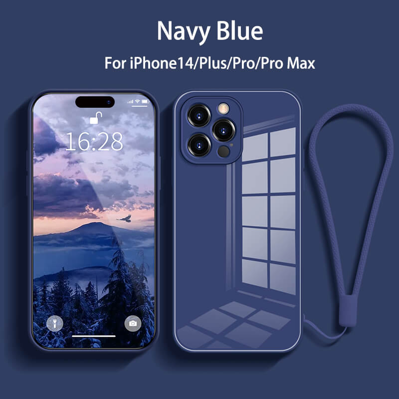 Straight Edge Tempered Glass Phone Case For iPhone14