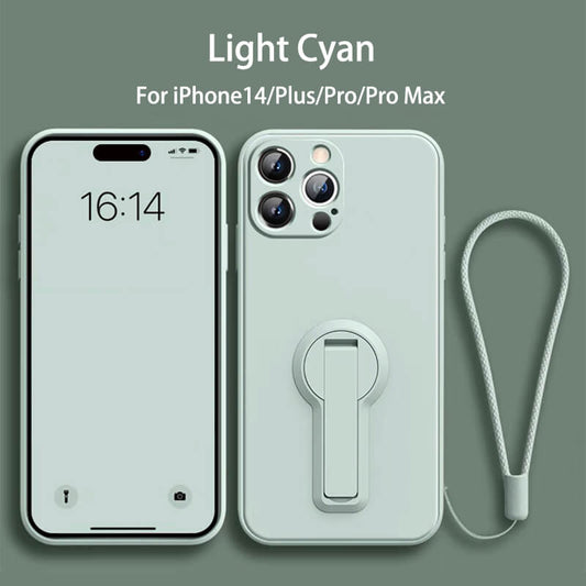 Folding Bracket Liquid Silicone Phone Case For iPhone14 Pro Max