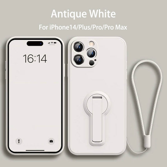 Folding Bracket Liquid Silicone Phone Case For iPhone14 Pro Max