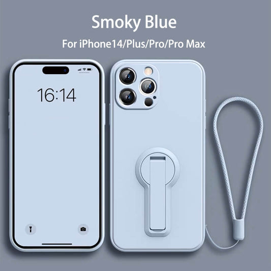 Folding Bracket Liquid Silicone Phone Case For iPhone14 Pro Max