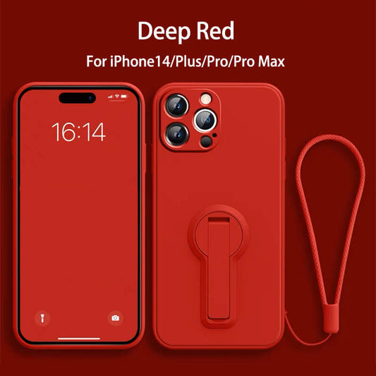 Folding Bracket Liquid Silicone Phone Case For iPhone14 Pro Max
