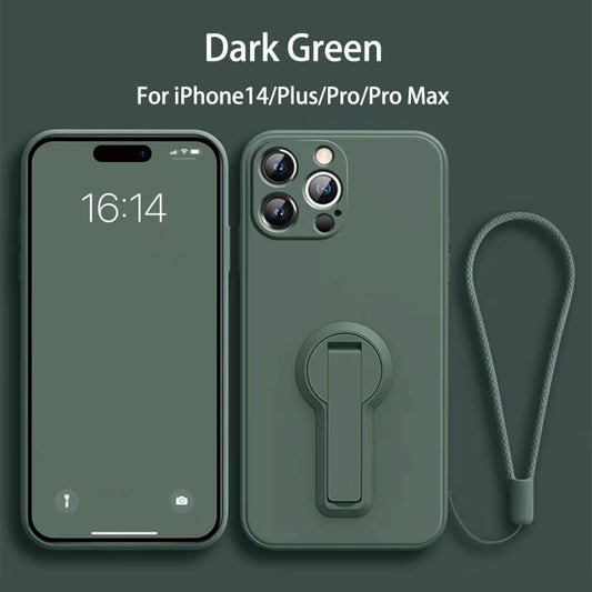 Folding Bracket Liquid Silicone Phone Case For iPhone14 Pro Max