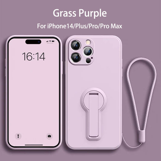 Folding Bracket Liquid Silicone Phone Case For iPhone14 Pro Max
