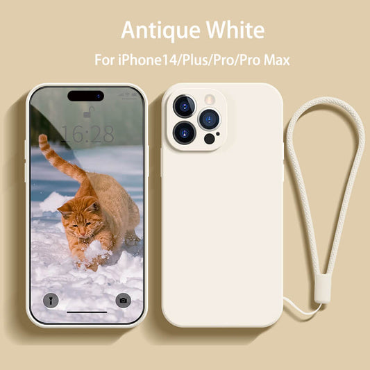 Straight Edge Liquid Silicone Phone Case For iPhone14 Pro