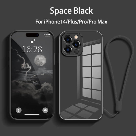 Straight Edge Tempered Glass Phone Case For iPhone14