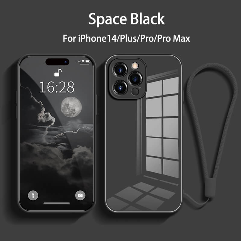 Straight Edge Tempered Glass Phone Case For iPhone14