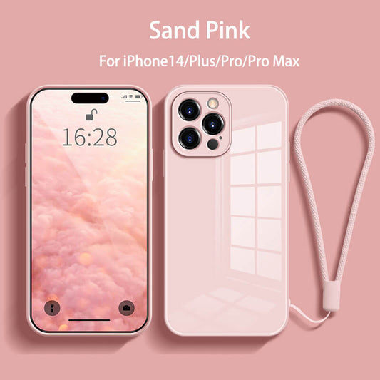 Straight Edge Tempered Glass Phone Case For iPhone14
