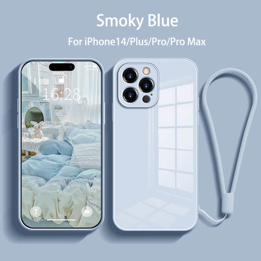 Straight Edge Tempered Glass Phone Case For iPhone14