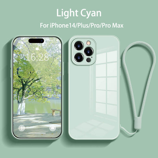 Straight Edge Tempered Glass Phone Case For iPhone14