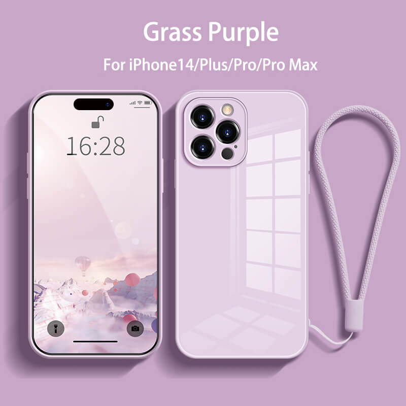 Straight Edge Tempered Glass Phone Case For iPhone14
