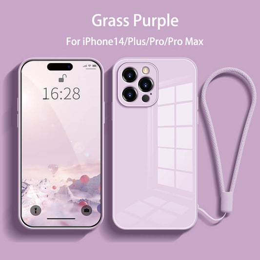 Straight Edge Tempered Glass Phone Case For iPhone14