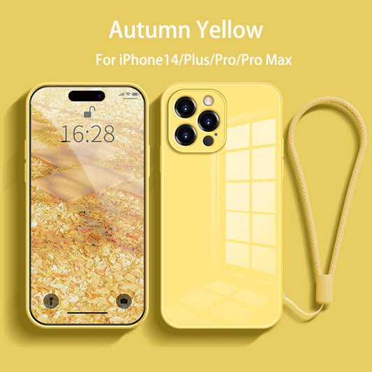 Straight Edge Tempered Glass Phone Case For iPhone14