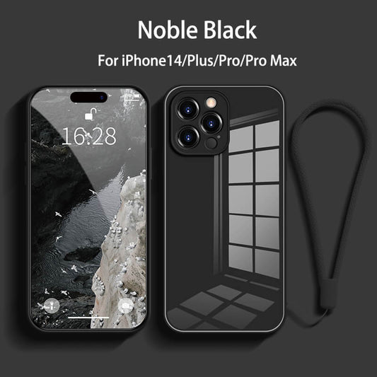 Straight Edge Tempered Glass Phone Case For iPhone14