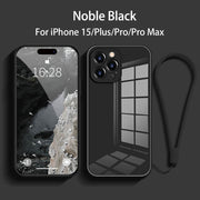 Straight Edge Tempered Glass Phone Case For iPhone 15 Series