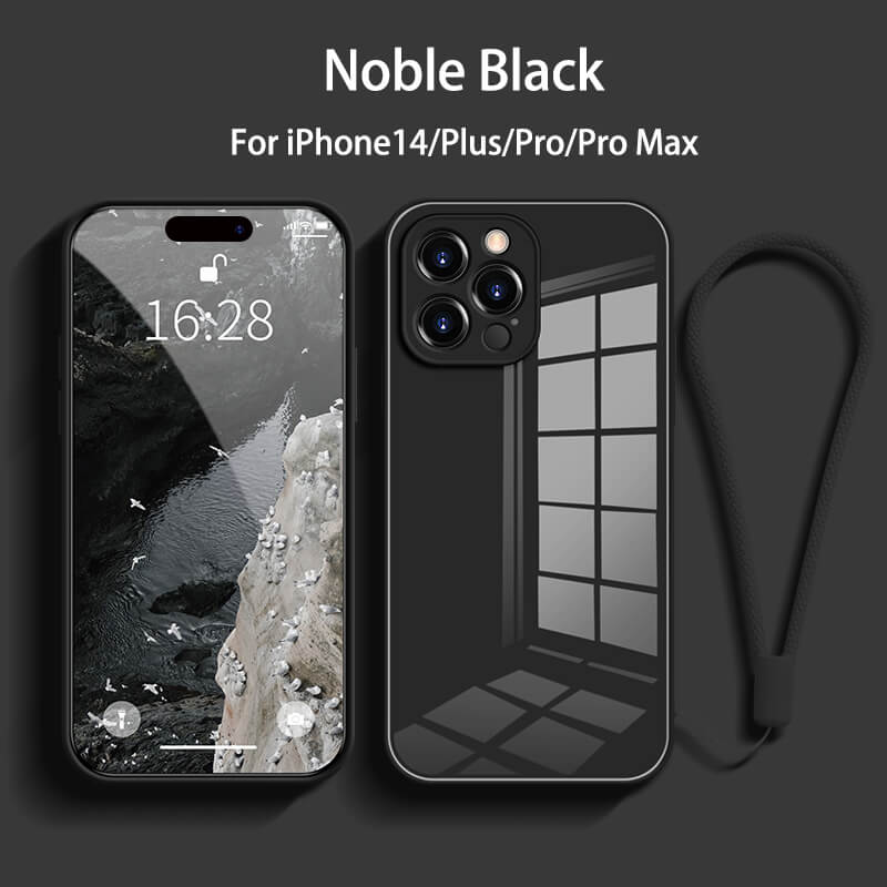 Straight Edge Tempered Glass Phone Case For iPhone14