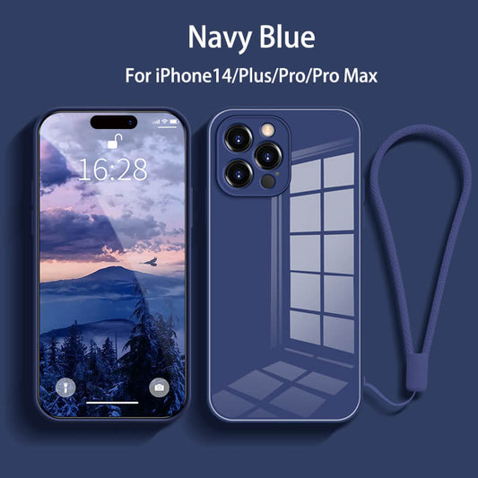 Straight Edge Tempered Glass Phone Case For iPhone14